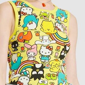 Women's Sanrio Hello Kitty and Friends Cropped  Tank Top Lemon Yellow XXL